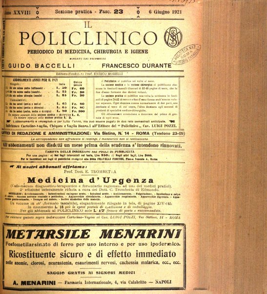 Il policlinico. Sezione pratica periodico di medicina, chirurgia e igiene