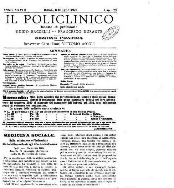 Il policlinico. Sezione pratica periodico di medicina, chirurgia e igiene