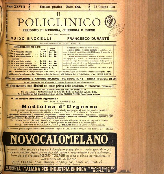 Il policlinico. Sezione pratica periodico di medicina, chirurgia e igiene