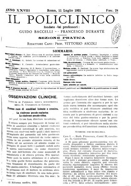 Il policlinico. Sezione pratica periodico di medicina, chirurgia e igiene