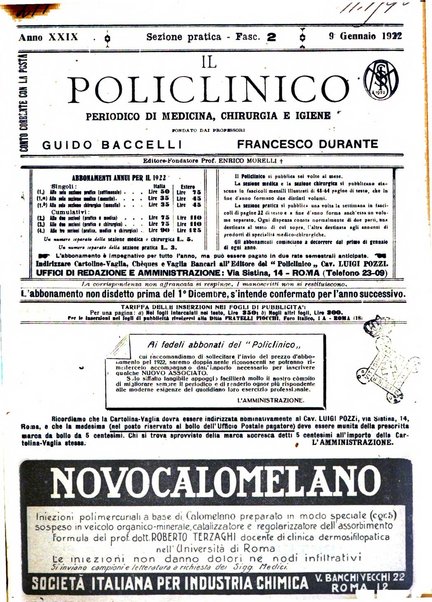 Il policlinico. Sezione pratica periodico di medicina, chirurgia e igiene