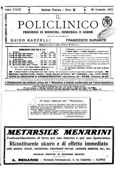 Il policlinico. Sezione pratica periodico di medicina, chirurgia e igiene