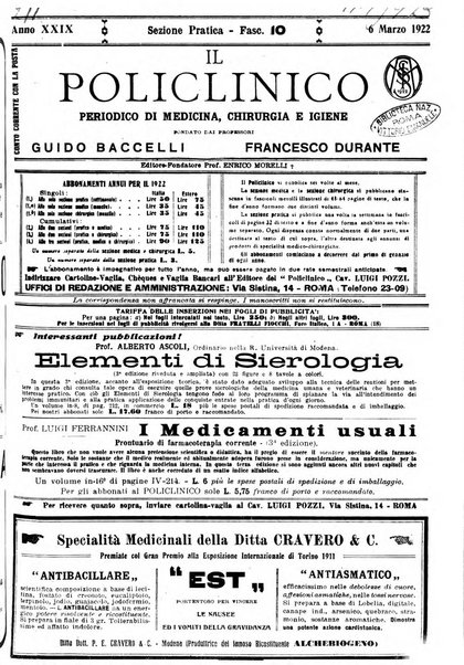 Il policlinico. Sezione pratica periodico di medicina, chirurgia e igiene