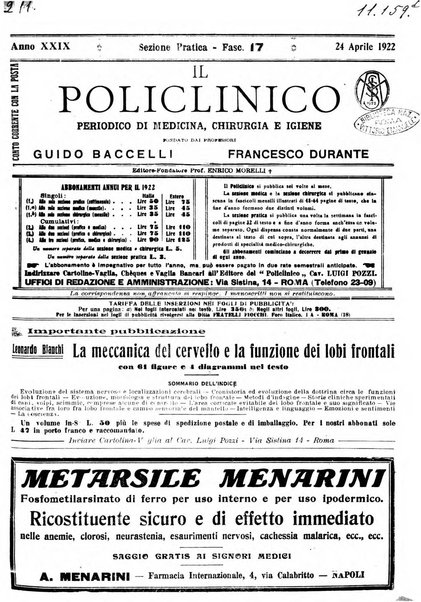 Il policlinico. Sezione pratica periodico di medicina, chirurgia e igiene