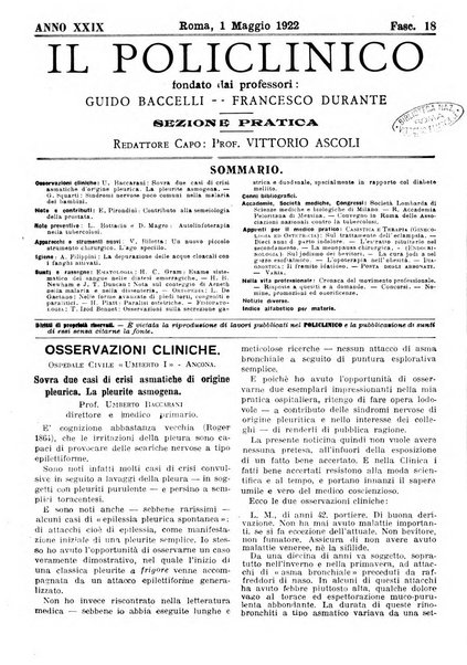 Il policlinico. Sezione pratica periodico di medicina, chirurgia e igiene