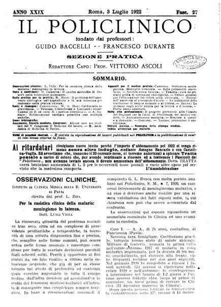 Il policlinico. Sezione pratica periodico di medicina, chirurgia e igiene