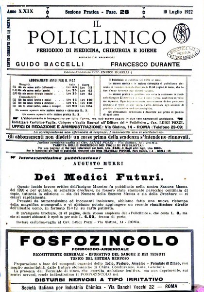 Il policlinico. Sezione pratica periodico di medicina, chirurgia e igiene