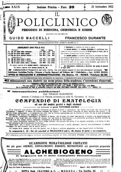 Il policlinico. Sezione pratica periodico di medicina, chirurgia e igiene