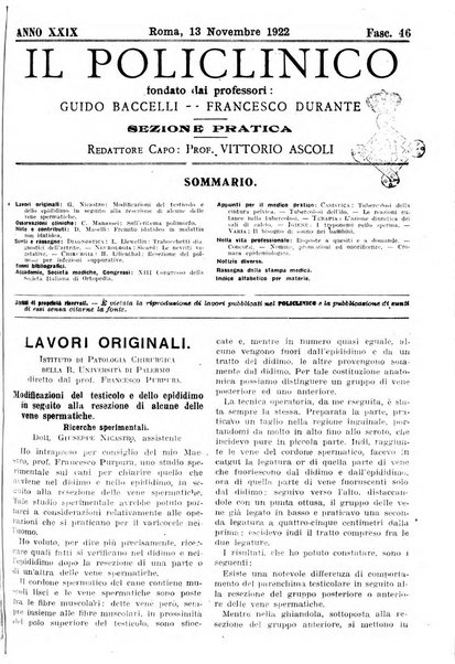 Il policlinico. Sezione pratica periodico di medicina, chirurgia e igiene