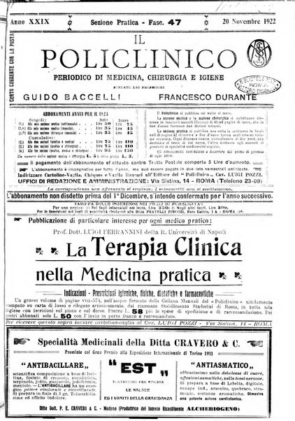 Il policlinico. Sezione pratica periodico di medicina, chirurgia e igiene