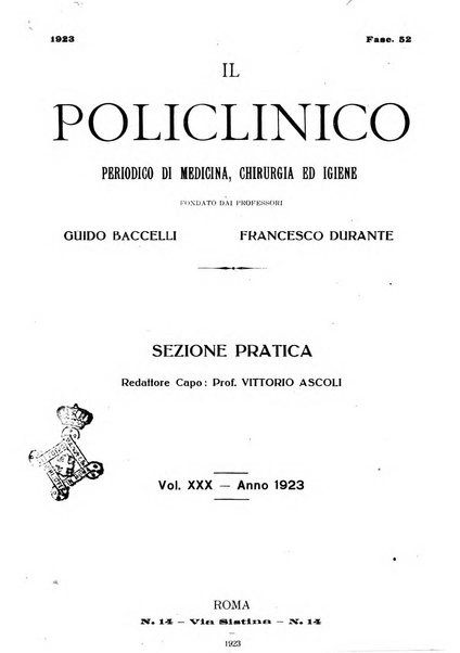 Il policlinico. Sezione pratica periodico di medicina, chirurgia e igiene