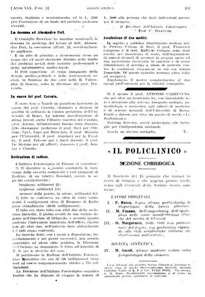 Il policlinico. Sezione pratica periodico di medicina, chirurgia e igiene