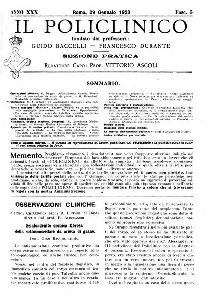 Il policlinico. Sezione pratica periodico di medicina, chirurgia e igiene