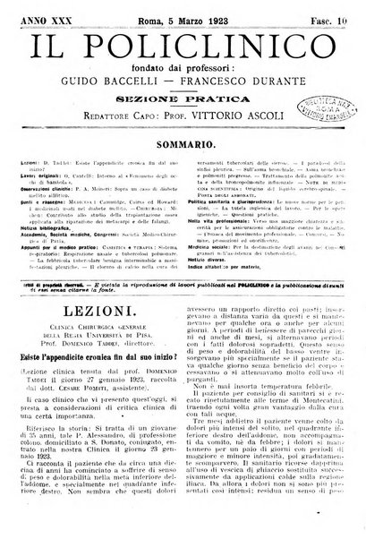 Il policlinico. Sezione pratica periodico di medicina, chirurgia e igiene