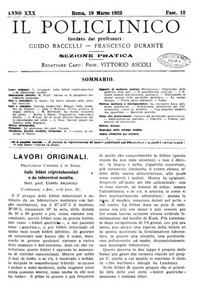 Il policlinico. Sezione pratica periodico di medicina, chirurgia e igiene