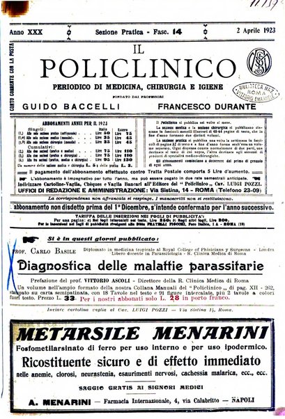 Il policlinico. Sezione pratica periodico di medicina, chirurgia e igiene