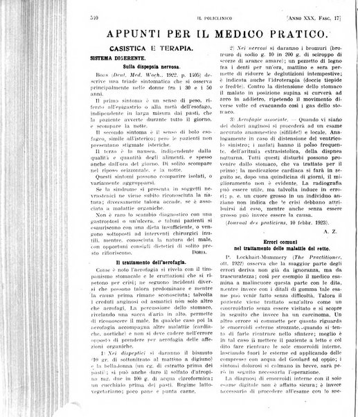 Il policlinico. Sezione pratica periodico di medicina, chirurgia e igiene