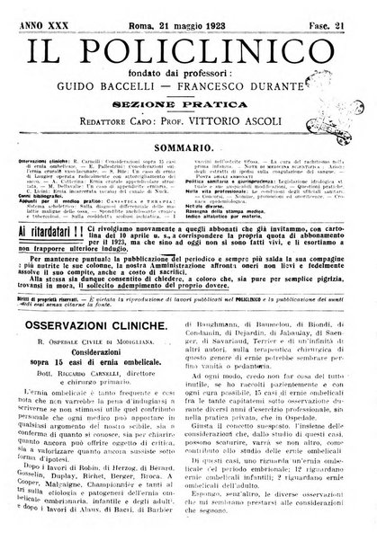 Il policlinico. Sezione pratica periodico di medicina, chirurgia e igiene