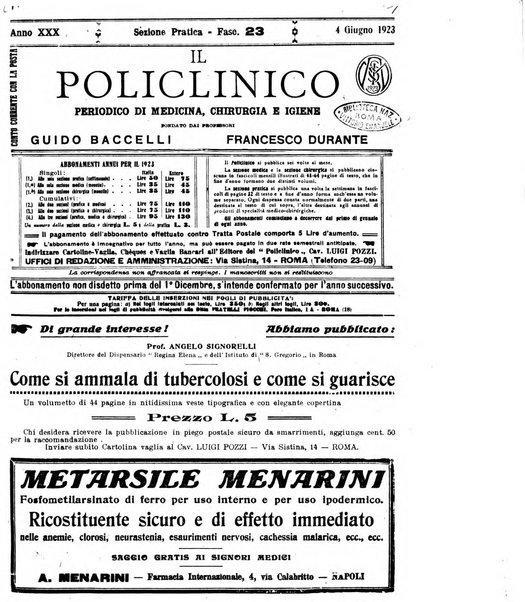 Il policlinico. Sezione pratica periodico di medicina, chirurgia e igiene