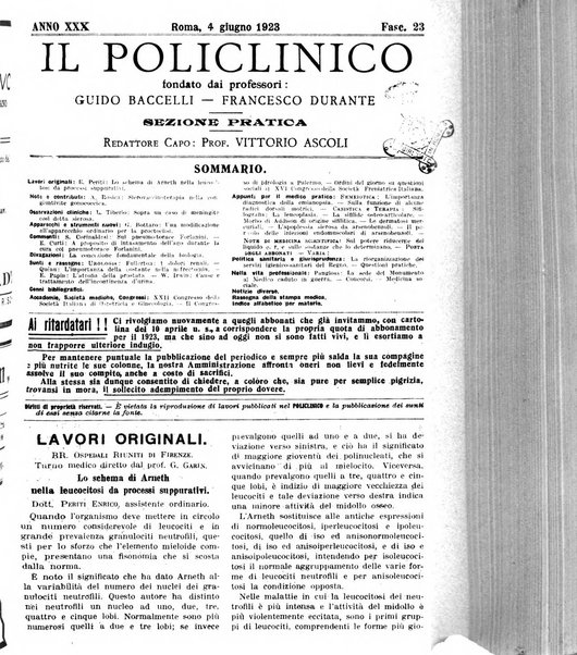 Il policlinico. Sezione pratica periodico di medicina, chirurgia e igiene