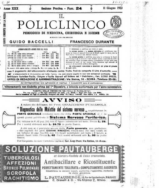 Il policlinico. Sezione pratica periodico di medicina, chirurgia e igiene