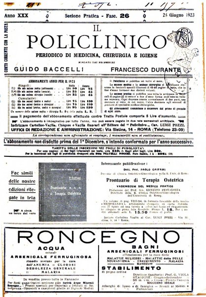 Il policlinico. Sezione pratica periodico di medicina, chirurgia e igiene