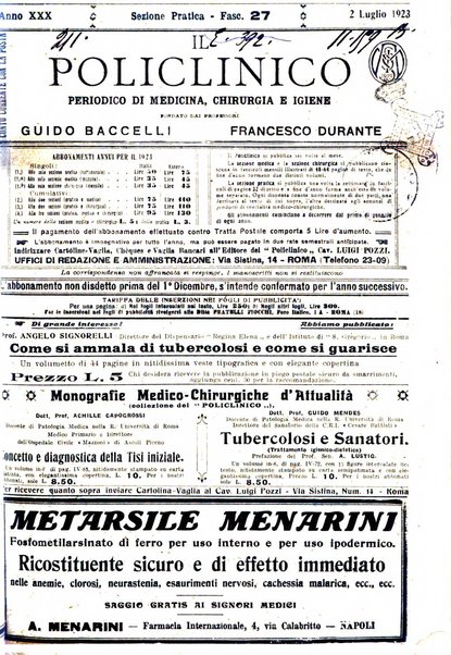 Il policlinico. Sezione pratica periodico di medicina, chirurgia e igiene