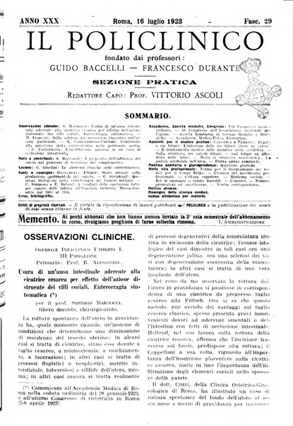 Il policlinico. Sezione pratica periodico di medicina, chirurgia e igiene