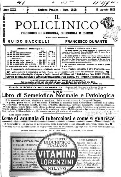 Il policlinico. Sezione pratica periodico di medicina, chirurgia e igiene