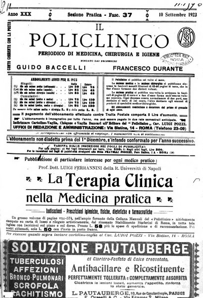 Il policlinico. Sezione pratica periodico di medicina, chirurgia e igiene