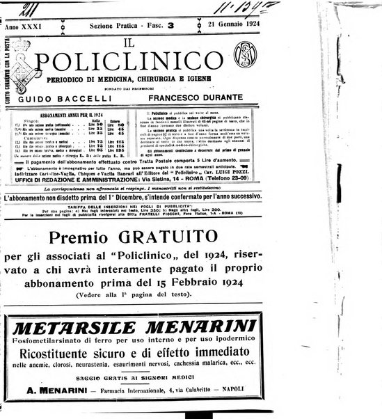 Il policlinico. Sezione pratica periodico di medicina, chirurgia e igiene