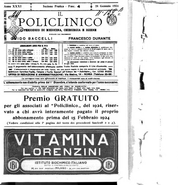 Il policlinico. Sezione pratica periodico di medicina, chirurgia e igiene