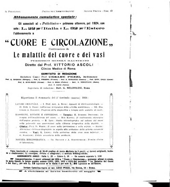 Il policlinico. Sezione pratica periodico di medicina, chirurgia e igiene