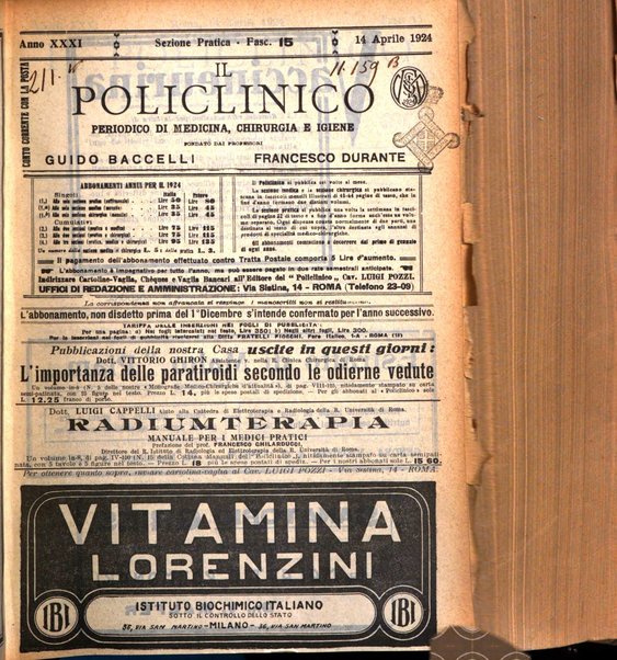 Il policlinico. Sezione pratica periodico di medicina, chirurgia e igiene