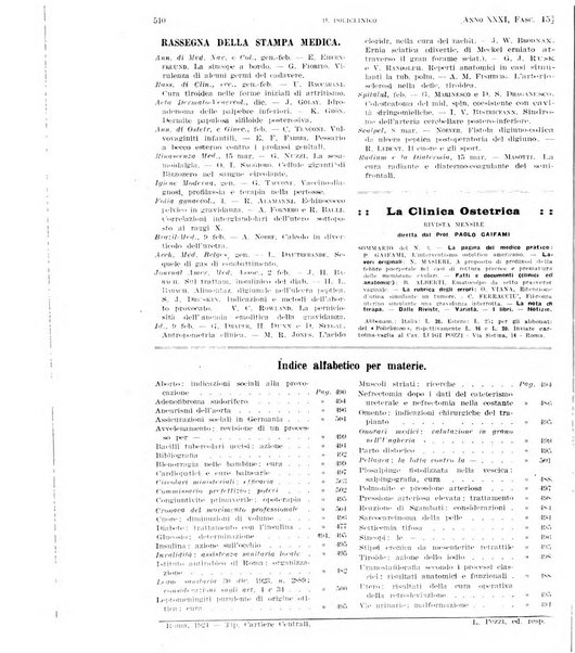 Il policlinico. Sezione pratica periodico di medicina, chirurgia e igiene