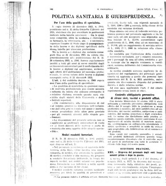 Il policlinico. Sezione pratica periodico di medicina, chirurgia e igiene