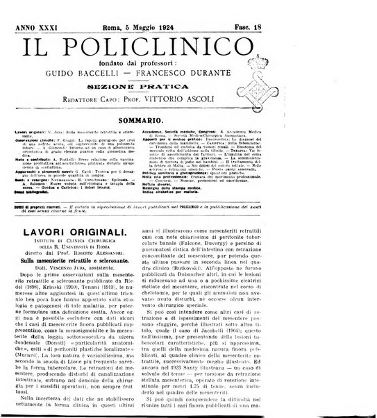 Il policlinico. Sezione pratica periodico di medicina, chirurgia e igiene