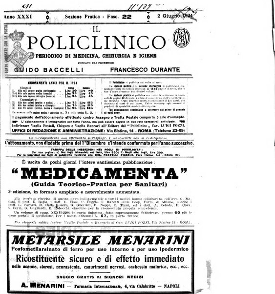 Il policlinico. Sezione pratica periodico di medicina, chirurgia e igiene