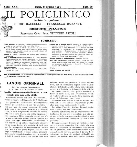 Il policlinico. Sezione pratica periodico di medicina, chirurgia e igiene