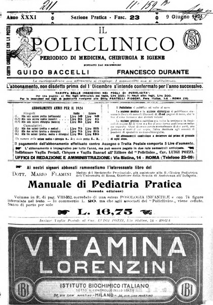 Il policlinico. Sezione pratica periodico di medicina, chirurgia e igiene