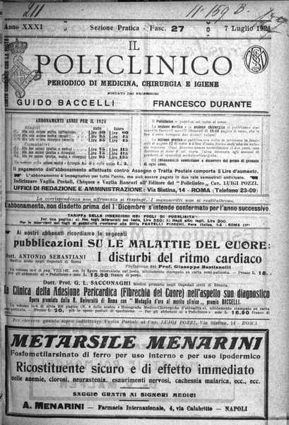 Il policlinico. Sezione pratica periodico di medicina, chirurgia e igiene