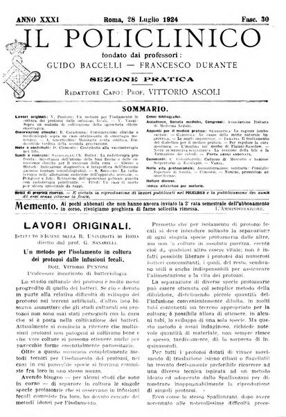 Il policlinico. Sezione pratica periodico di medicina, chirurgia e igiene