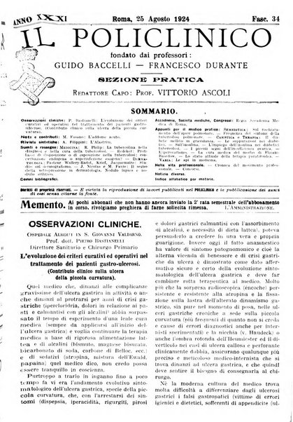 Il policlinico. Sezione pratica periodico di medicina, chirurgia e igiene