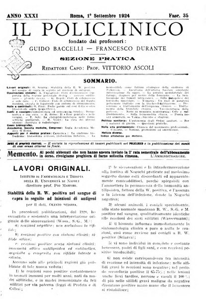 Il policlinico. Sezione pratica periodico di medicina, chirurgia e igiene