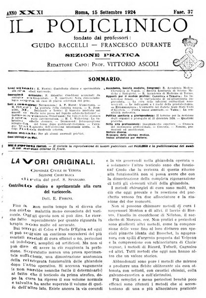 Il policlinico. Sezione pratica periodico di medicina, chirurgia e igiene