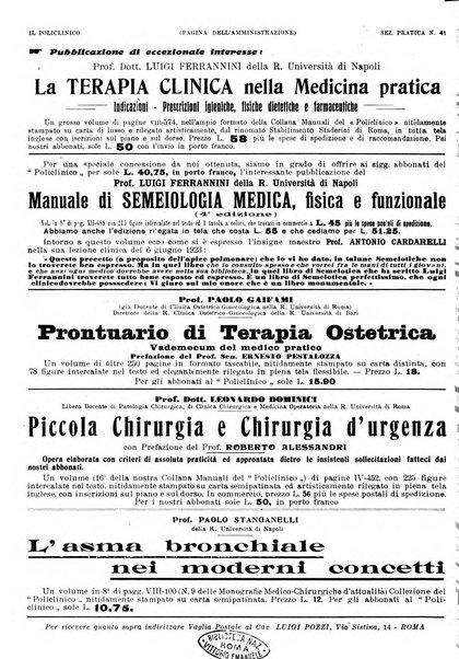 Il policlinico. Sezione pratica periodico di medicina, chirurgia e igiene