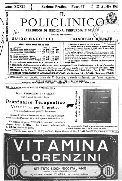 Il policlinico. Sezione pratica periodico di medicina, chirurgia e igiene