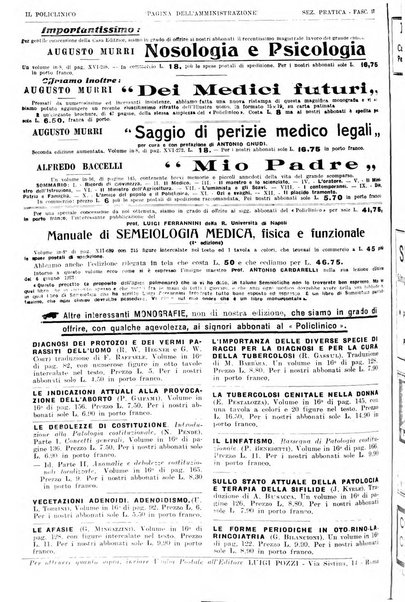 Il policlinico. Sezione pratica periodico di medicina, chirurgia e igiene