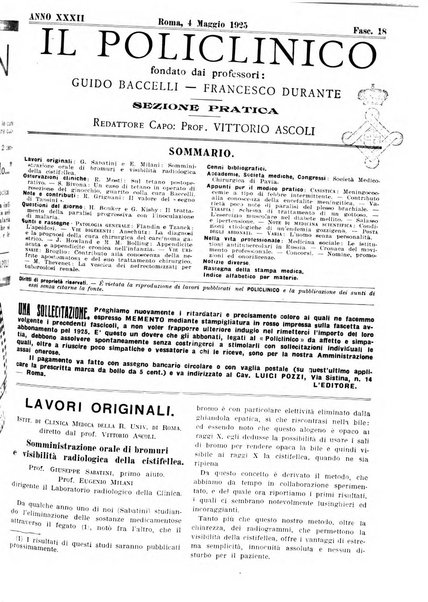 Il policlinico. Sezione pratica periodico di medicina, chirurgia e igiene