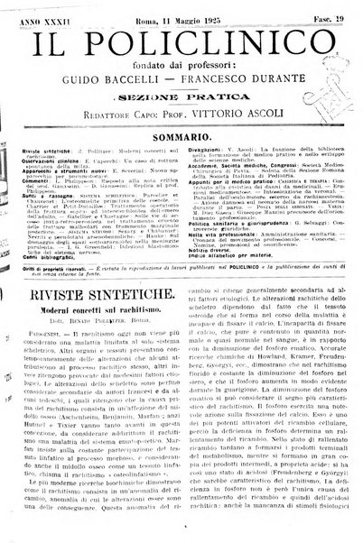 Il policlinico. Sezione pratica periodico di medicina, chirurgia e igiene